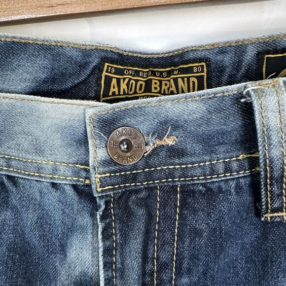 Akoo Brand Jeans Men’s Size 36x29 Distressed Streetwear Style Acid Wash Bleached - Picture 3 of 15